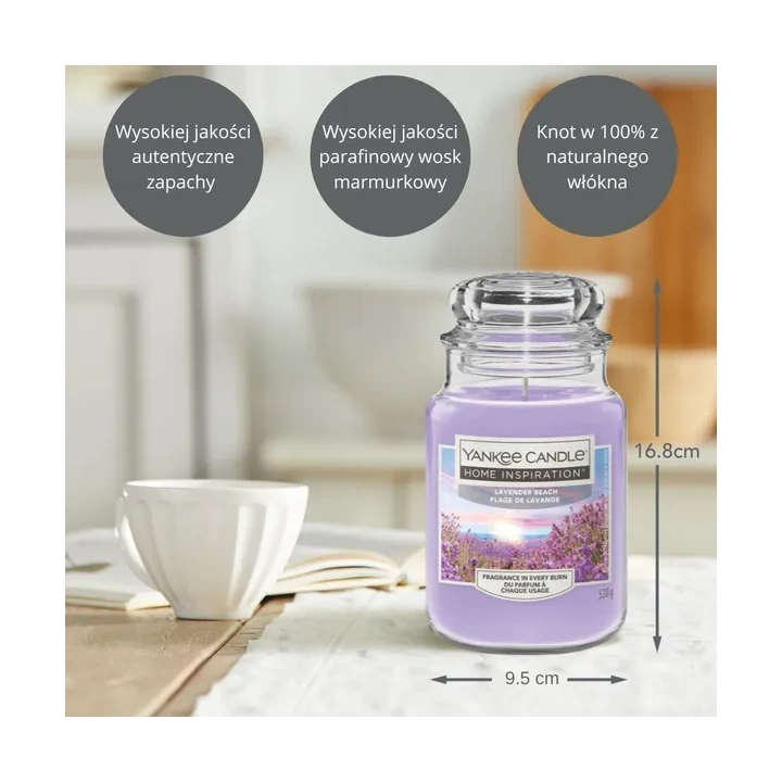 YANKEE CANDLE Home Inspiration Duża świeca w słoiku LAVENDER BEACH 538g