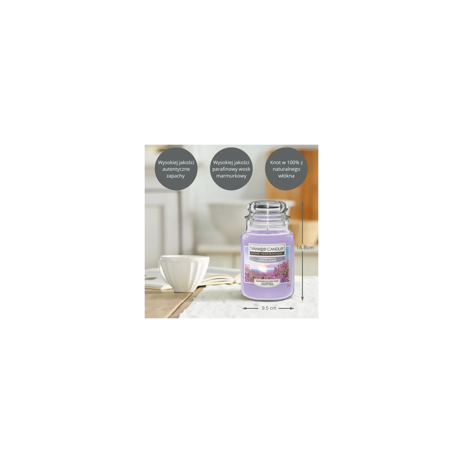 YANKEE CANDLE Home Inspiration Duża świeca w słoiku LAVENDER BEACH 538g