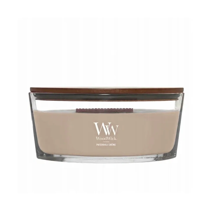 WOODWICK Core Hearthwick świeca w słoiku elipsa PATCHOULI CREME 453g