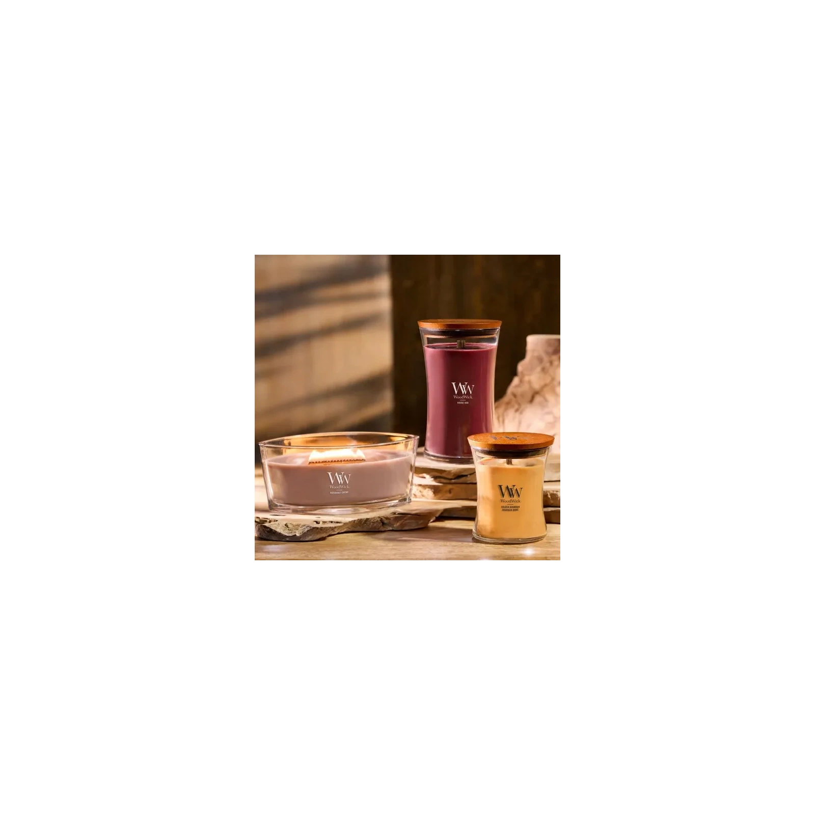 WOODWICK Core Hearthwick świeca w słoiku elipsa PATCHOULI CREME 453g