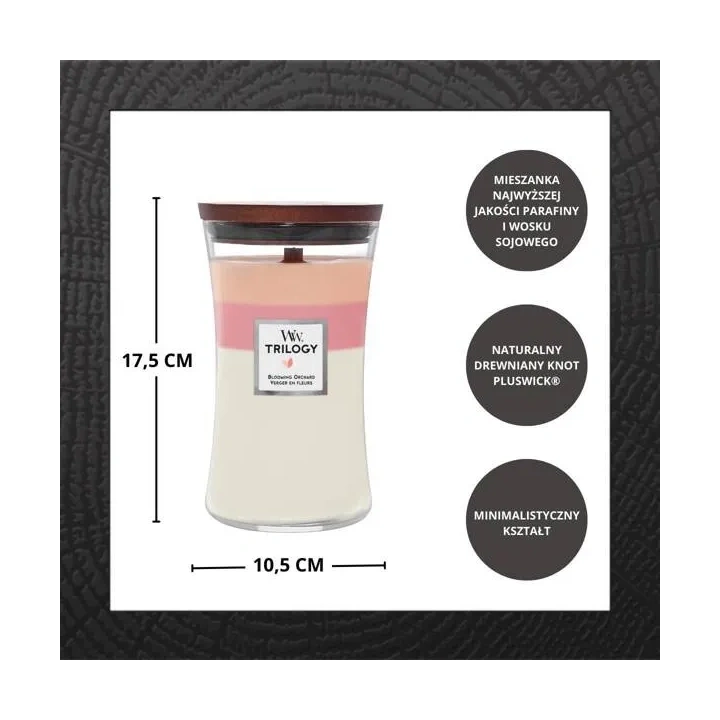 WOODWICK Trilogy duża świeca w słoiku BLOOMING ORCHARD 610g 