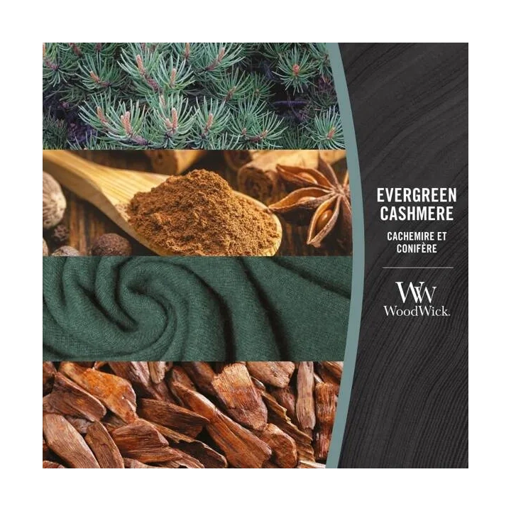 WOODWICK PlusWick mała świeca w słoiku EVERGREEN CASHMERE 85g