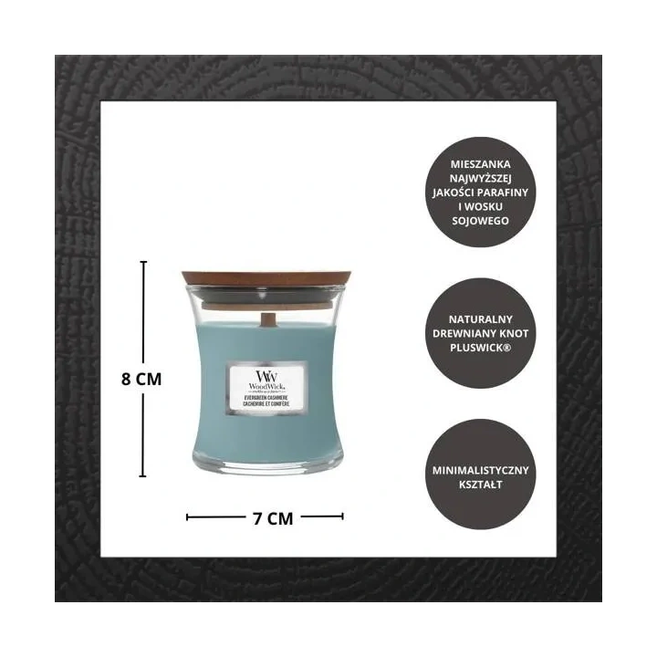 WOODWICK PlusWick mała świeca w słoiku EVERGREEN CASHMERE 85g