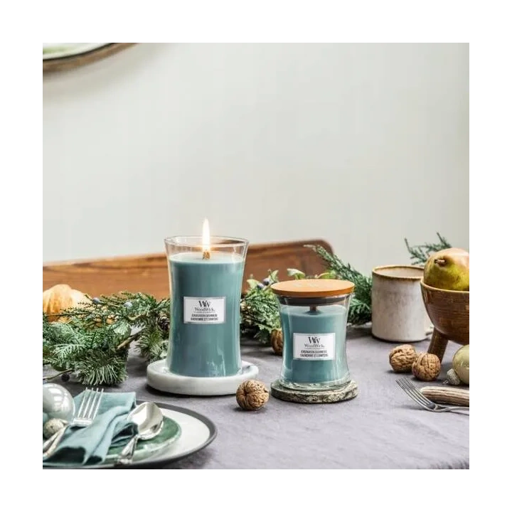 WOODWICK PlusWick mała świeca w słoiku EVERGREEN CASHMERE 85g