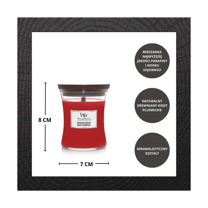 WOODWICK PlusWick mała świeca w słoiku CRIMSON BERRIES 85g