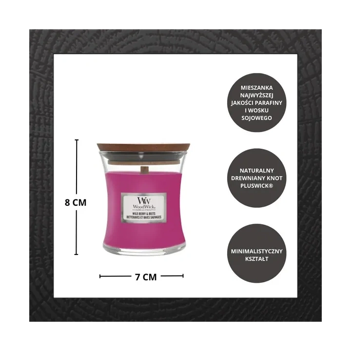 WOODWICK PlusWick mała świeca w słoiku WILD BERRY & BEETS 85g