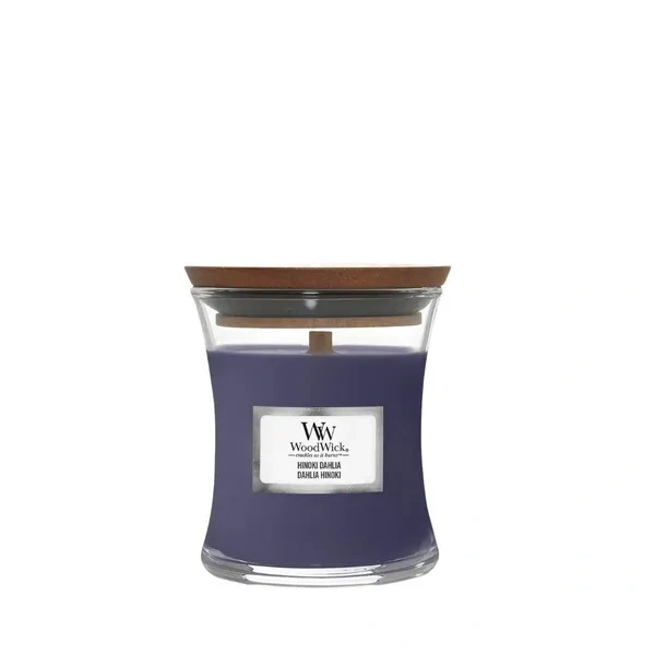 WOODWICK PlusWick mała świeca w słoiku HINOKI DAHLIA 85g