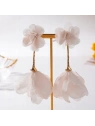 ECARLA kolczyki wiszące tiulowe kwiaty K1704