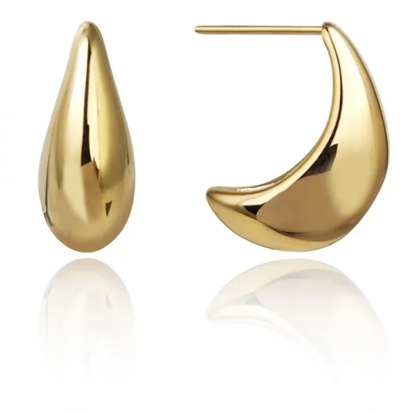ECARLA kolczyki ze stali szlachetnej platerowane 14k Krople 2,1cm KST3386