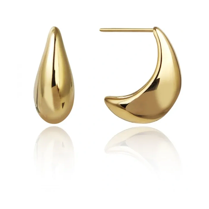 ECARLA kolczyki ze stali szlachetnej platerowane 14k Krople 2,1cm KST3386