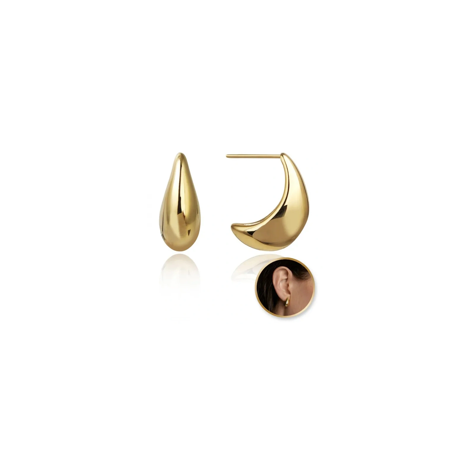 ECARLA kolczyki ze stali szlachetnej platerowane 14k Krople 2,1cm KST3386