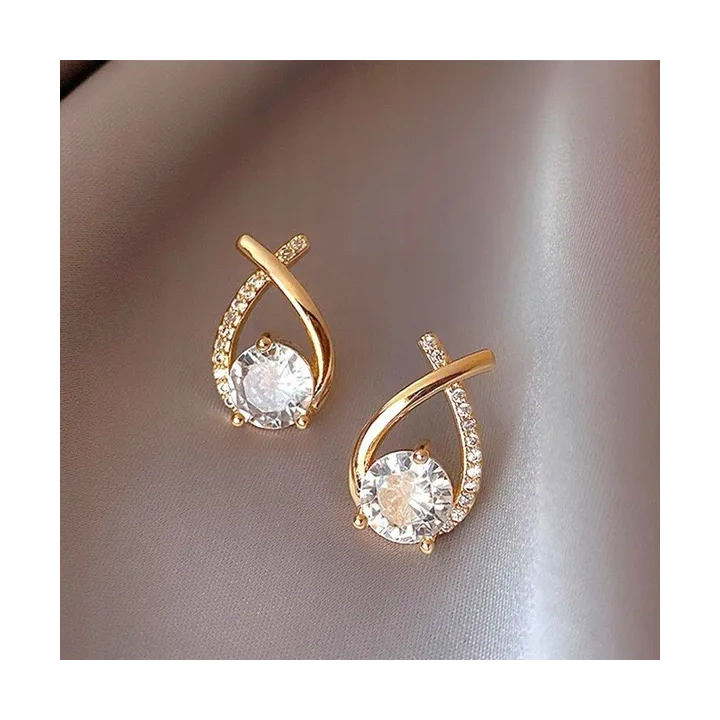 ECARLA kolczyki wiszące ze stali szlachetnej platerowanej złotem KST3313