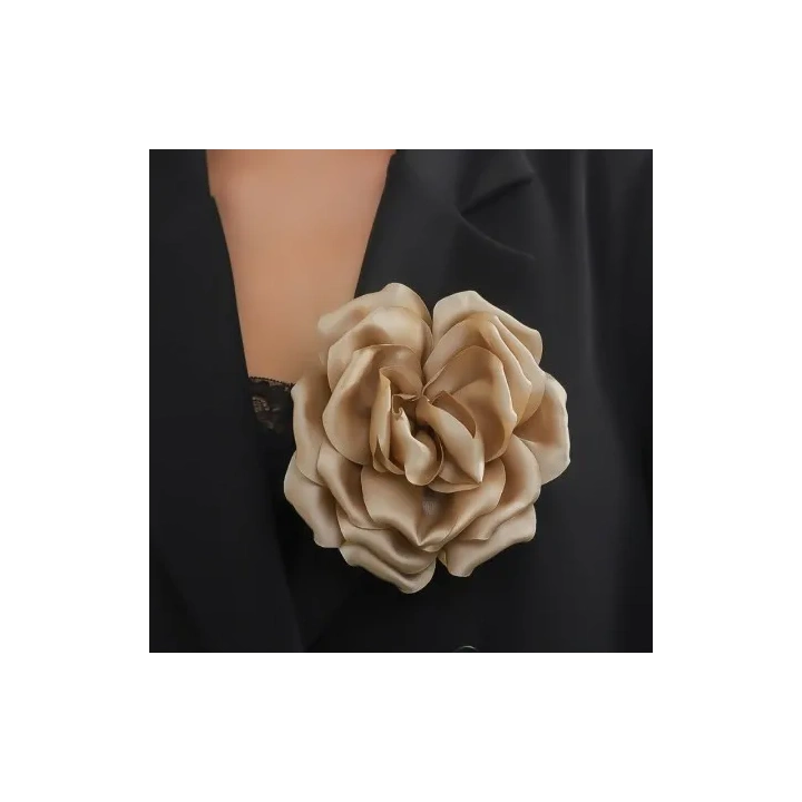 ECARLA broszka ozdobna, efektowna Kwiat 12x12cm Beż BZ187