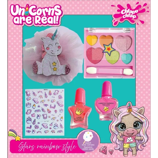 ESTETICA Chlapu Chlap Unicorns Are Real zestaw dziecięcy ze spinką broszką 