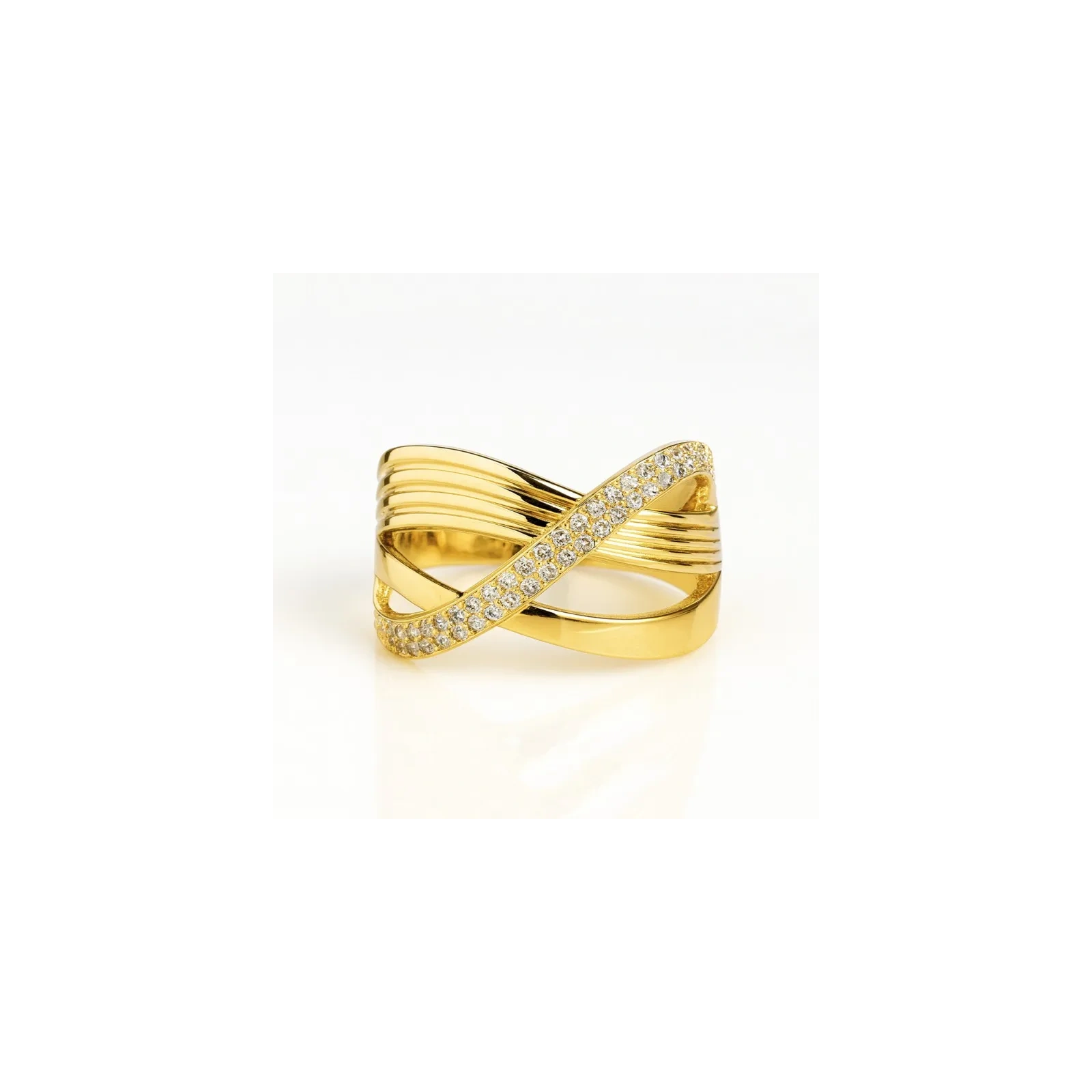ECARLA pierścionek ze stali chirurgicznej platerowanej złotem PST959R7