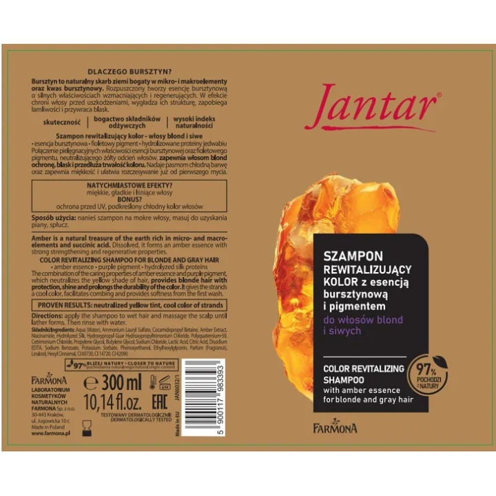 FARMONA Jantar szampon rewitalizujący kolor do włosów Blond i Siwych 300ml