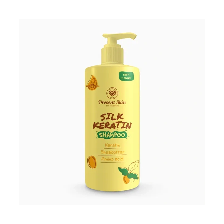 PRESENT SKIN Silk Keratin szampon do włosów wygładzający z Jedwabiem 500ml