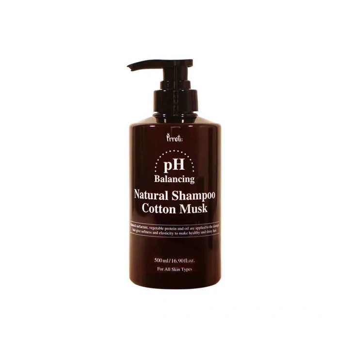 PRRETI PH Balancing Natural szampon do włosów zniszczonych Cotton Musk 500ml