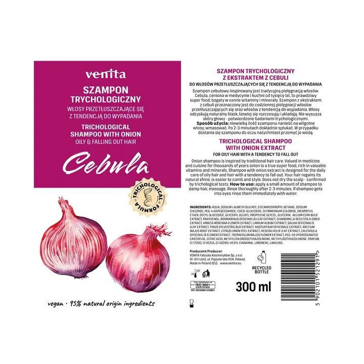 VENITA Trichological trychologiczny szampon do włosów Cebula 300ml 