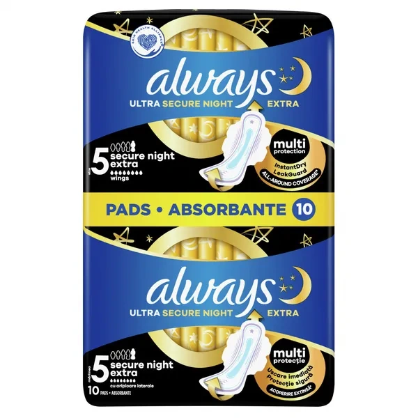 ALWAYS Ultra Secure Night podpaski ze skrzydełkami Light Duo 2x5szt