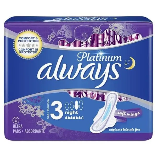 ALWAYS Platinum podpaski Night 6szt