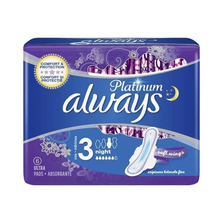 ALWAYS Platinum podpaski Night 6szt