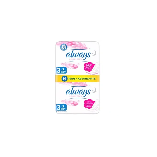ALWAYS Ultra Night Sensitive podpaski na noc ze skrzydełkami 14szt 