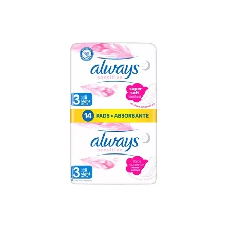 ALWAYS Ultra Night Sensitive podpaski na noc ze skrzydełkami 14szt 