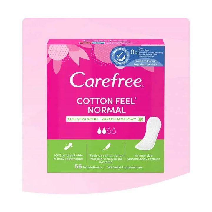 CAREFREE Cotton Fell wkładki higieniczne Normal Aloe 56szt