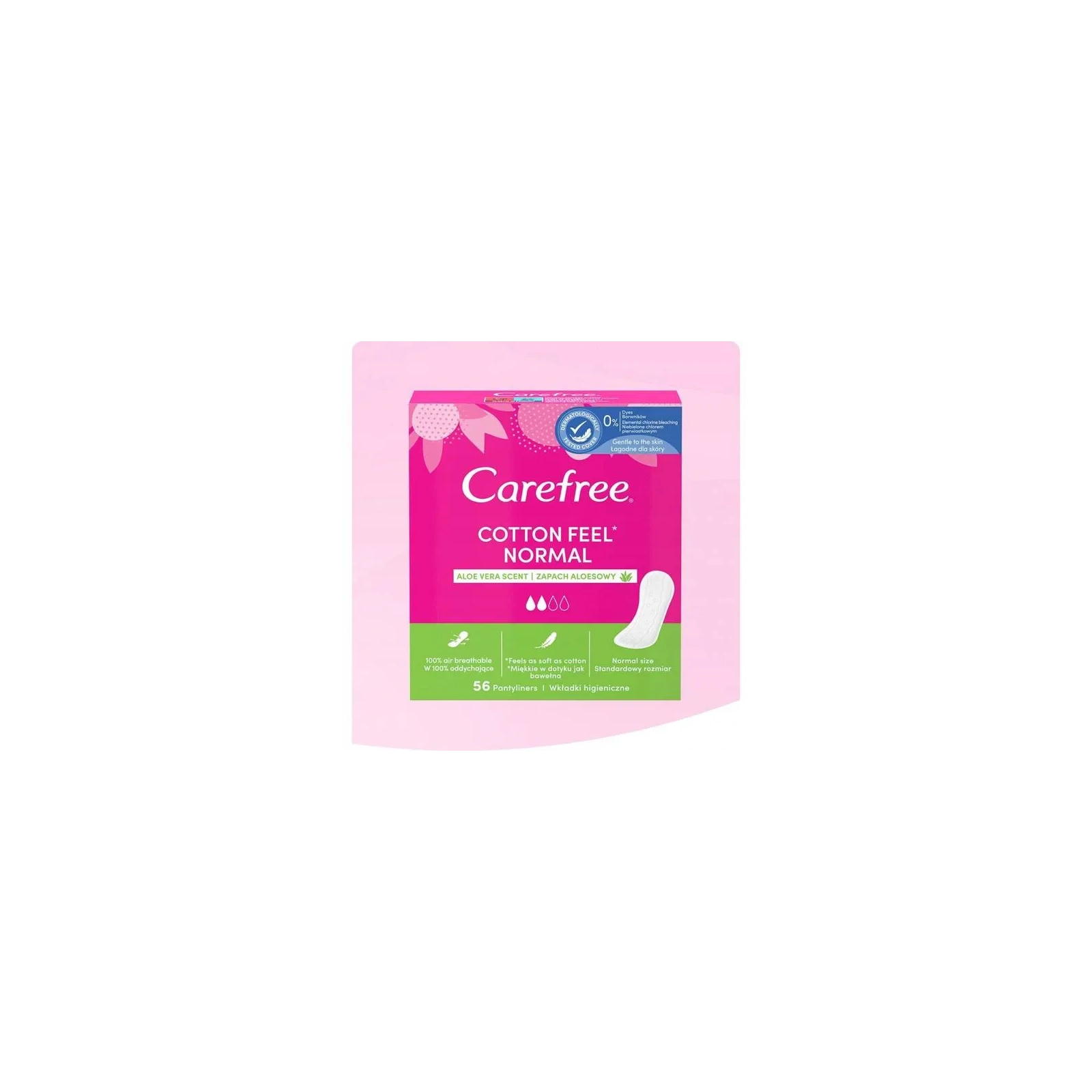 CAREFREE Cotton Fell wkładki higieniczne Normal Aloe 56szt
