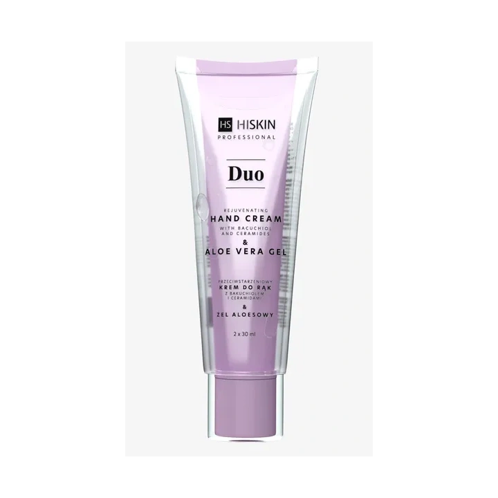 HISKIN Duo Hand przeciwstarzeniowy krem do rąk i żel aloesowy Violet 60ml