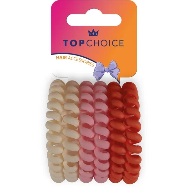 TOP CHOICE gumki do włosów wodoodporne 6szt Beże 20056
