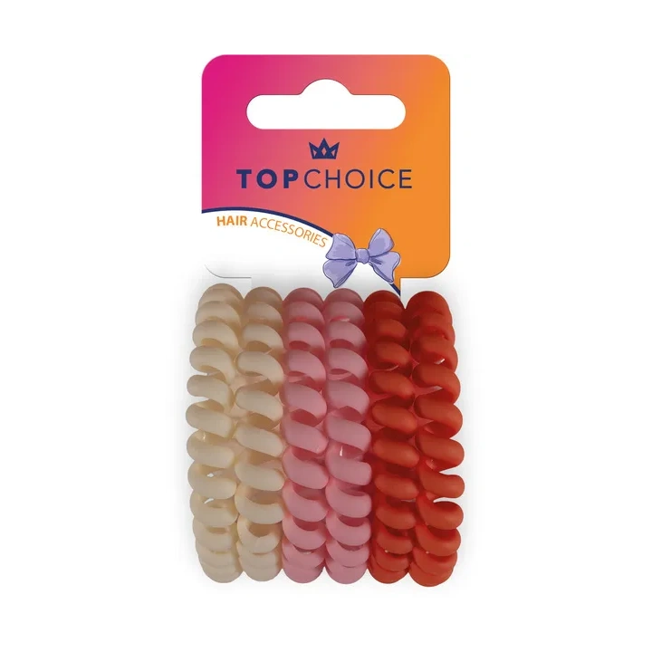 TOP CHOICE gumki do włosów wodoodporne 6szt Beże 20056