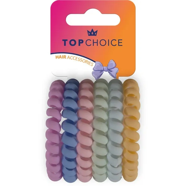 TOP CHOICE gumki do włosów wodoodporne 6szt Pastelowe 20049