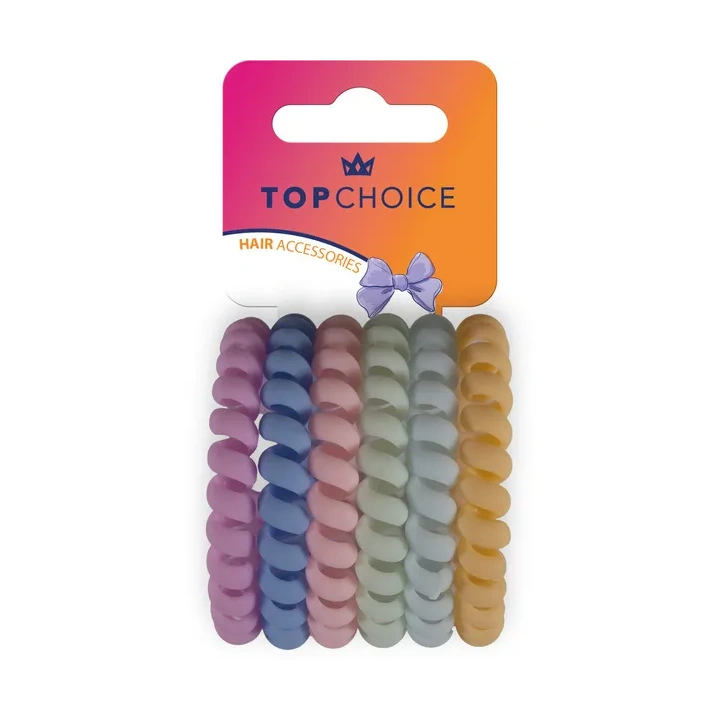 TOP CHOICE gumki do włosów wodoodporne 6szt Pastelowe 20049