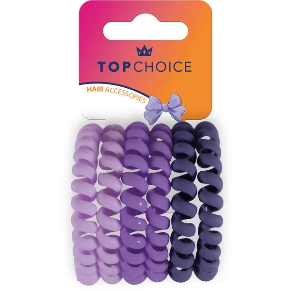 TOP CHOICE gumki do włosów wodoodporne 6szt Fiolety 20032