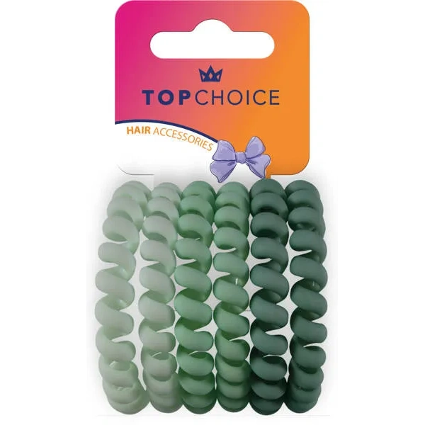 TOP CHOICE gumki do włosów wodoodporne 6szt Zielone 20025