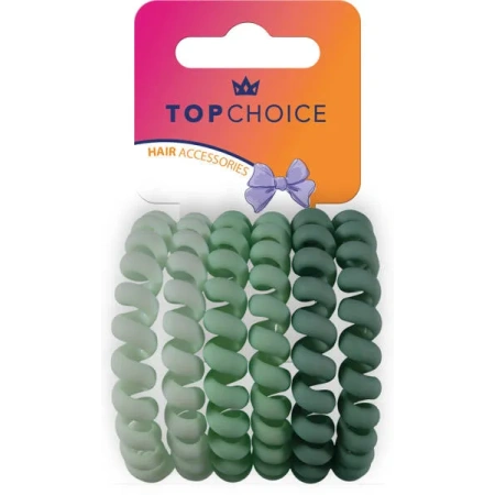 TOP CHOICE gumki do włosów wodoodporne 6szt Zielone 20025