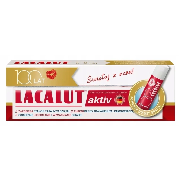 LACALUT ACTIV zestaw pasta do zębów 75ml+pomadka do ust