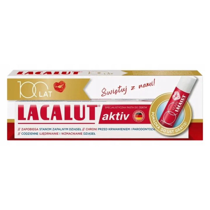 LACALUT ACTIV zestaw pasta do zębów 75ml+pomadka do ust