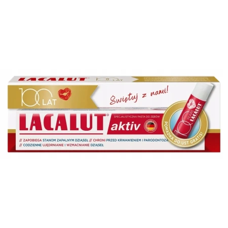 LACALUT ACTIV zestaw pasta do zębów 75ml+pomadka do ust