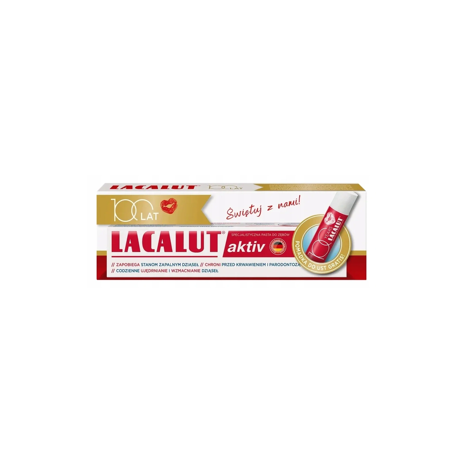 LACALUT ACTIV zestaw pasta do zębów 75ml+pomadka do ust