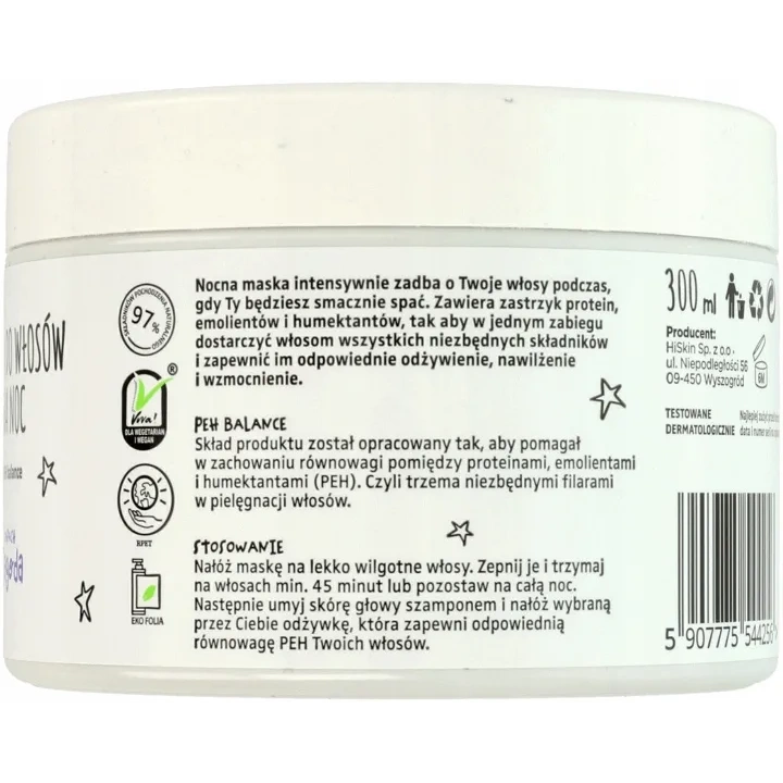 HISKIN Crazy Hair nocna maska do włosów regenerująca Jagoda 300ml 