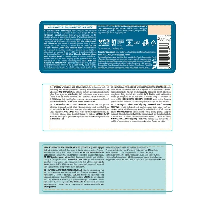 GLISS 4-in-1 Moisture maska do włosow wzmacniająca 400ml 