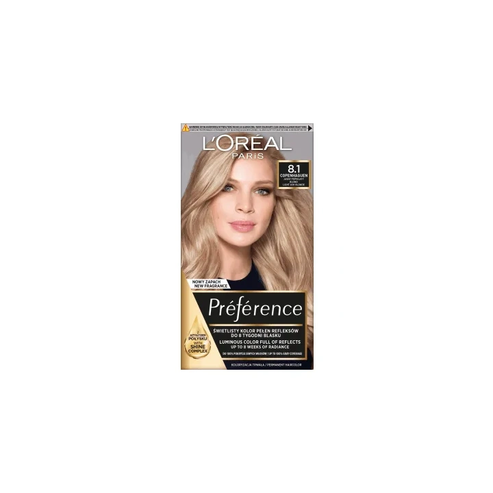 LOREAL Preference farba do włosów Wbis 8.1 Jasny Popielaty Blond USZKODZONE PUDEŁKO