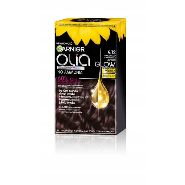 GARNIER Olia New farba do włosów 4.12 Opalizujący Ciemny Brąz 
