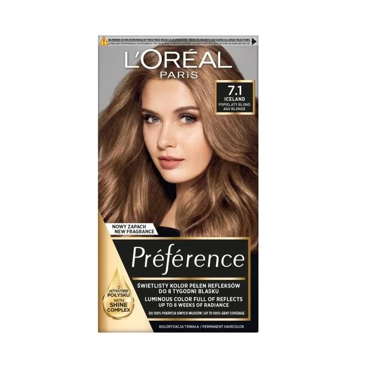 LOREAL Preference farba do włosów 7.1 Islande Popielaty blond