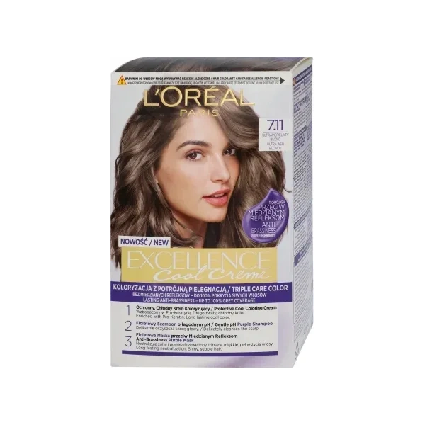 LOREAL Excellence Creme farba do włosów 7.11 Ultrapopielaty Blond