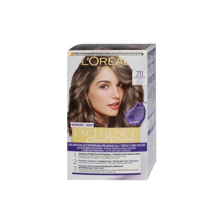 LOREAL Excellence Creme farba do włosów 7.11 Ultrapopielaty Blond
