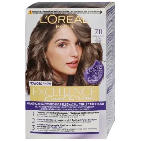LOREAL Excellence Creme farba do włosów 7.11 Ultrapopielaty Blond